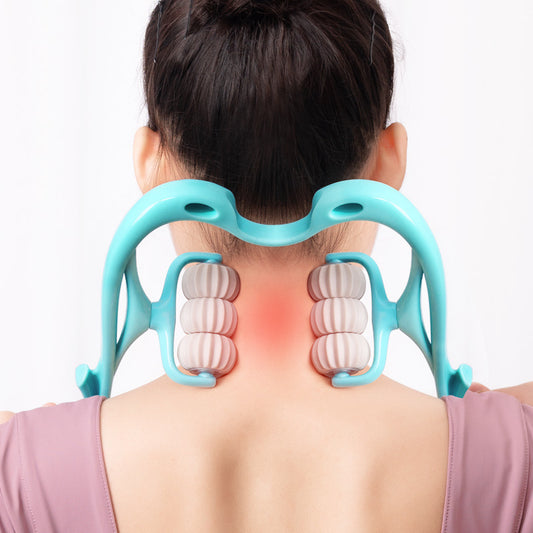 Six-Wheel Manual Neck Massager – Multifunctional Roller for Pain Relief