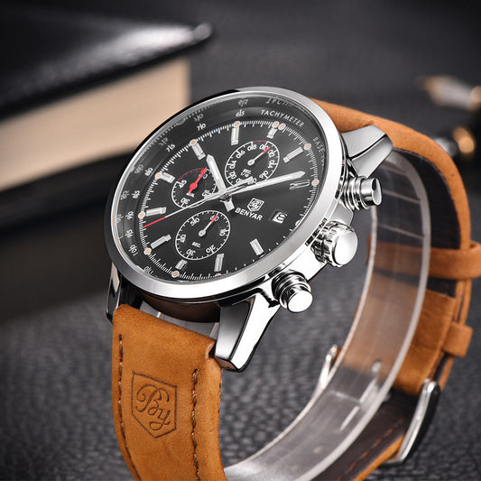 Luxury Men’s Quartz Watch – Casual Leather Business Watch