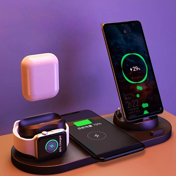6-in-1 Wireless Charging Dock – Fast Charger for iPhone, Phone & Watch