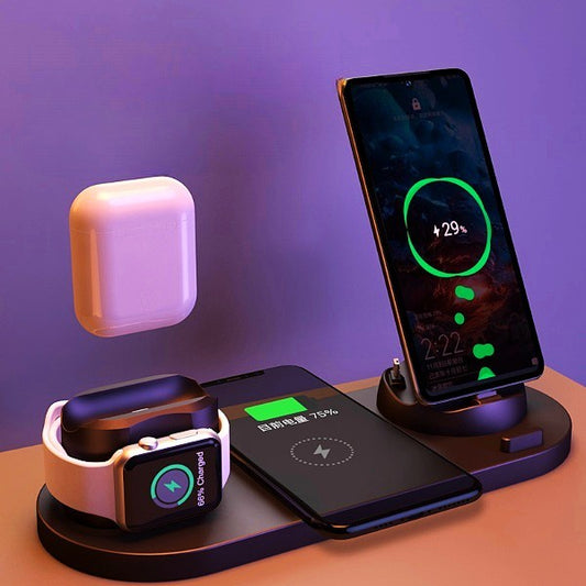 6-in-1 Wireless Charging Dock – Fast Charger for iPhone, Phone & Watch